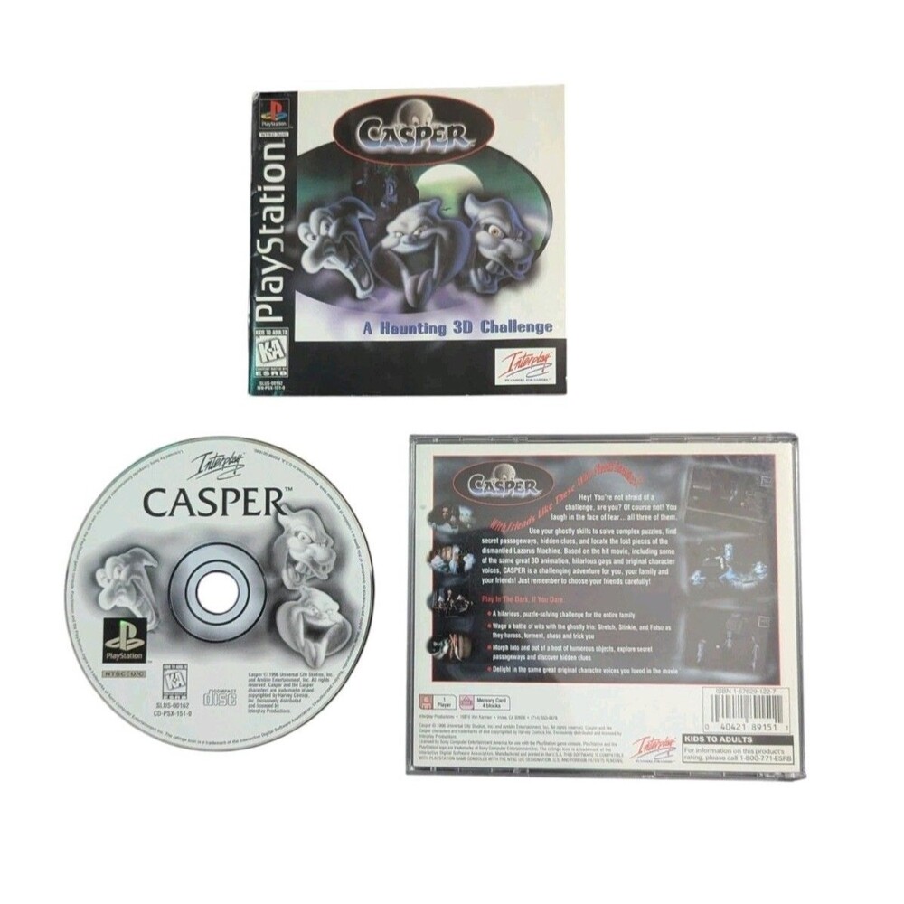 Casper A Haunting 3D Challenge - PlayStation 1, PS1 - Complete CIB  Black RCard